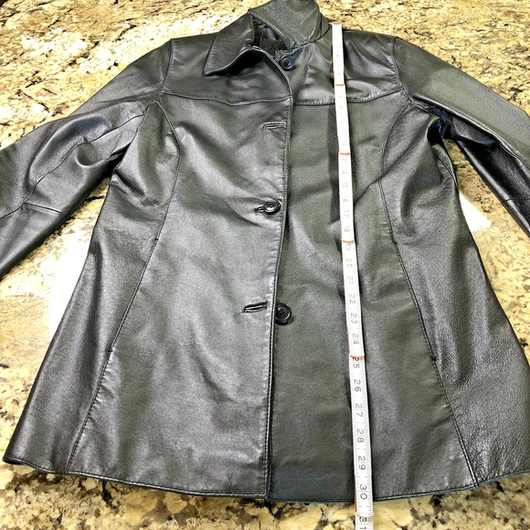 Size 8 Jessica Women’s Leather Jacket Button Up Mid Length Black Classic CN - Picture 7 of 16